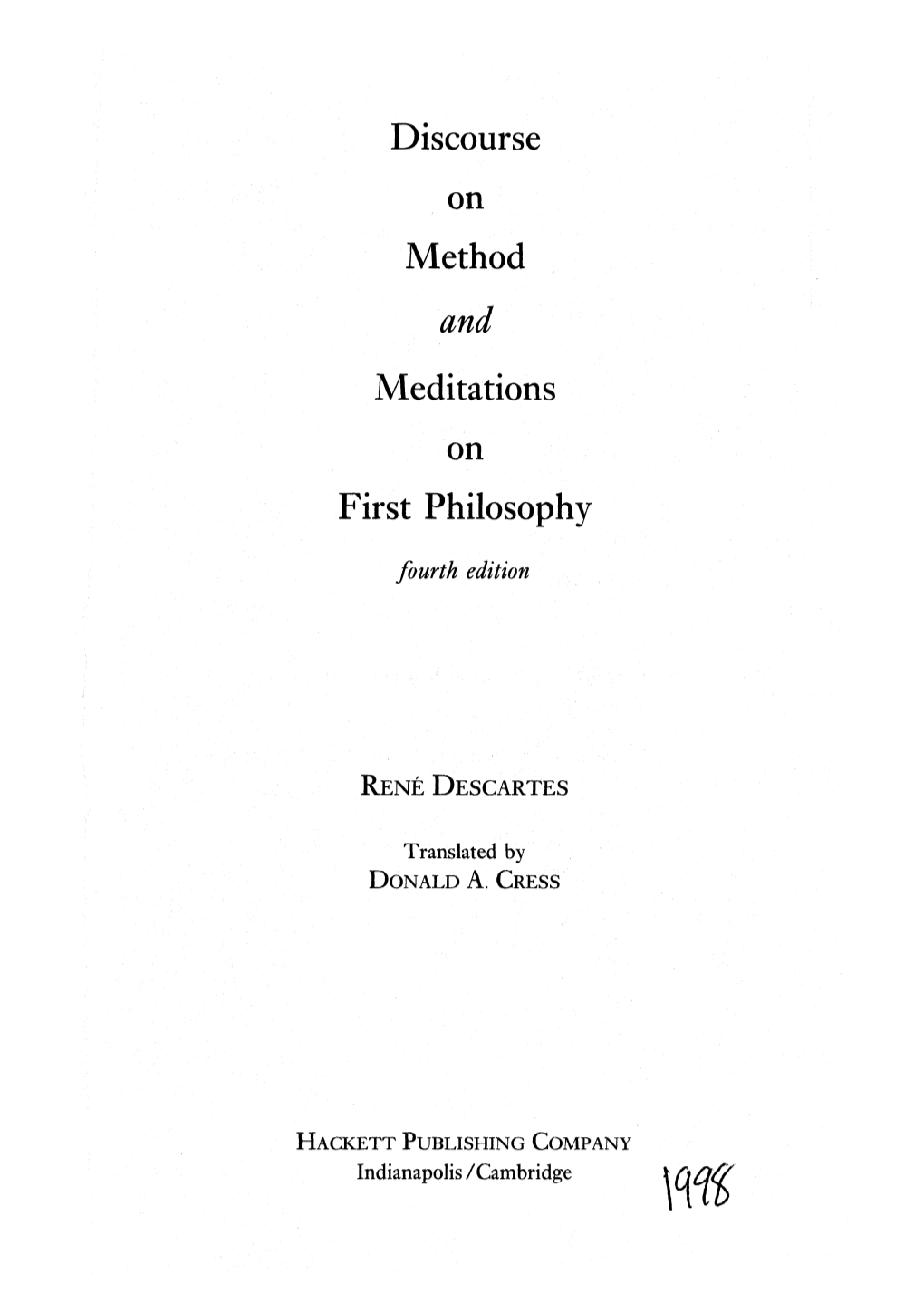 Discourse on Method and Meditations on First Philosophy