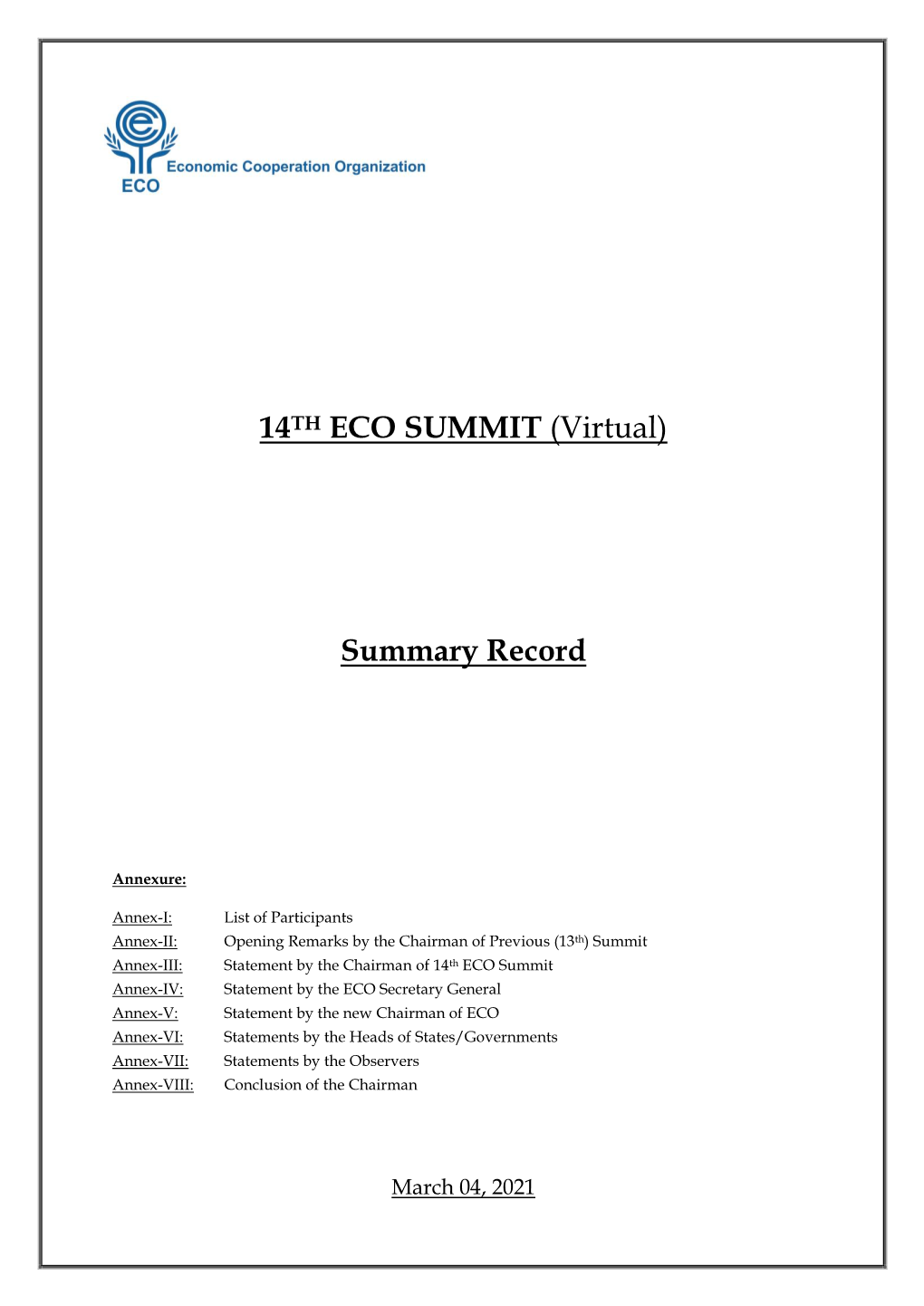 Summary Record