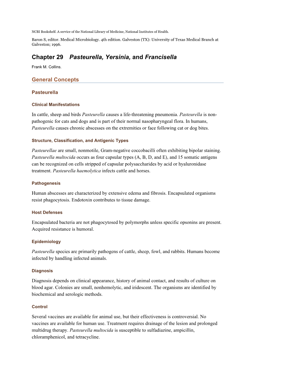 Pasteurella, Yersinia, and Francisella