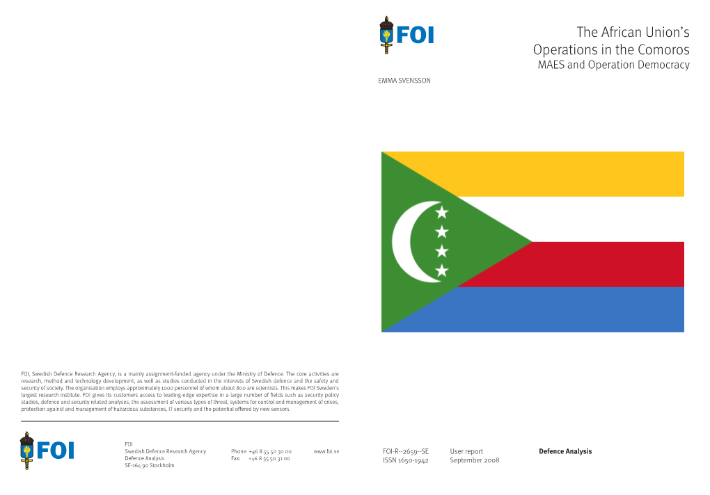 The African Union´S Operations in the Comoros. MAES and Operation