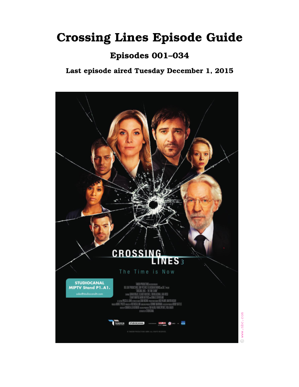 Crossing Lines Episode Guide Episodes 001–034
