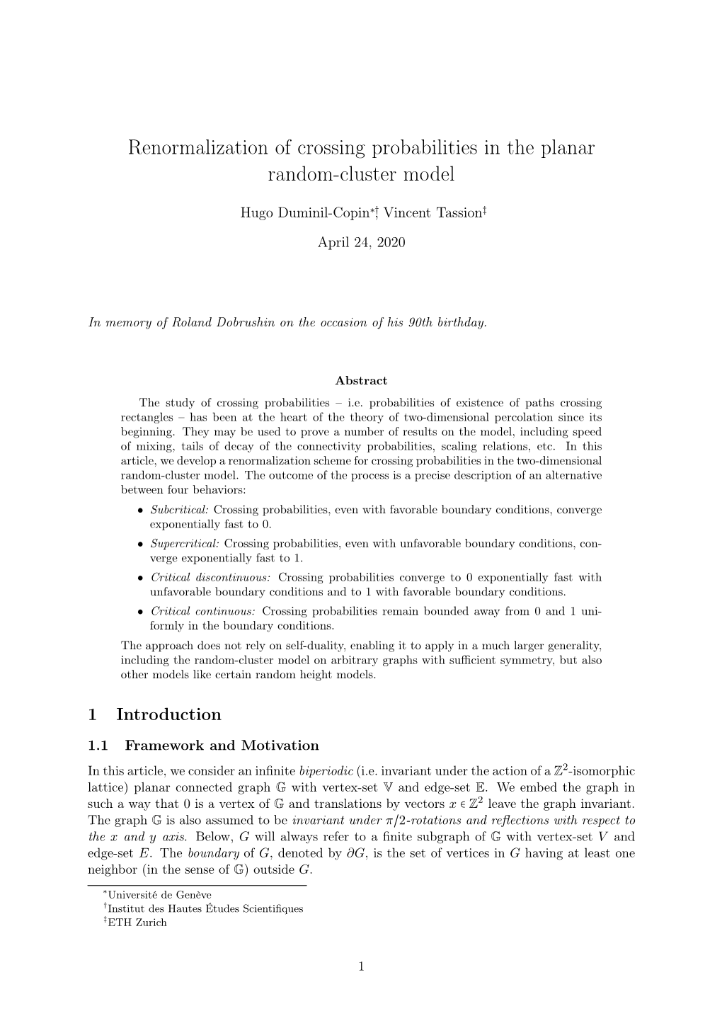 Renormalization of Crossing Probabilities in the Planar Random-Cluster Model