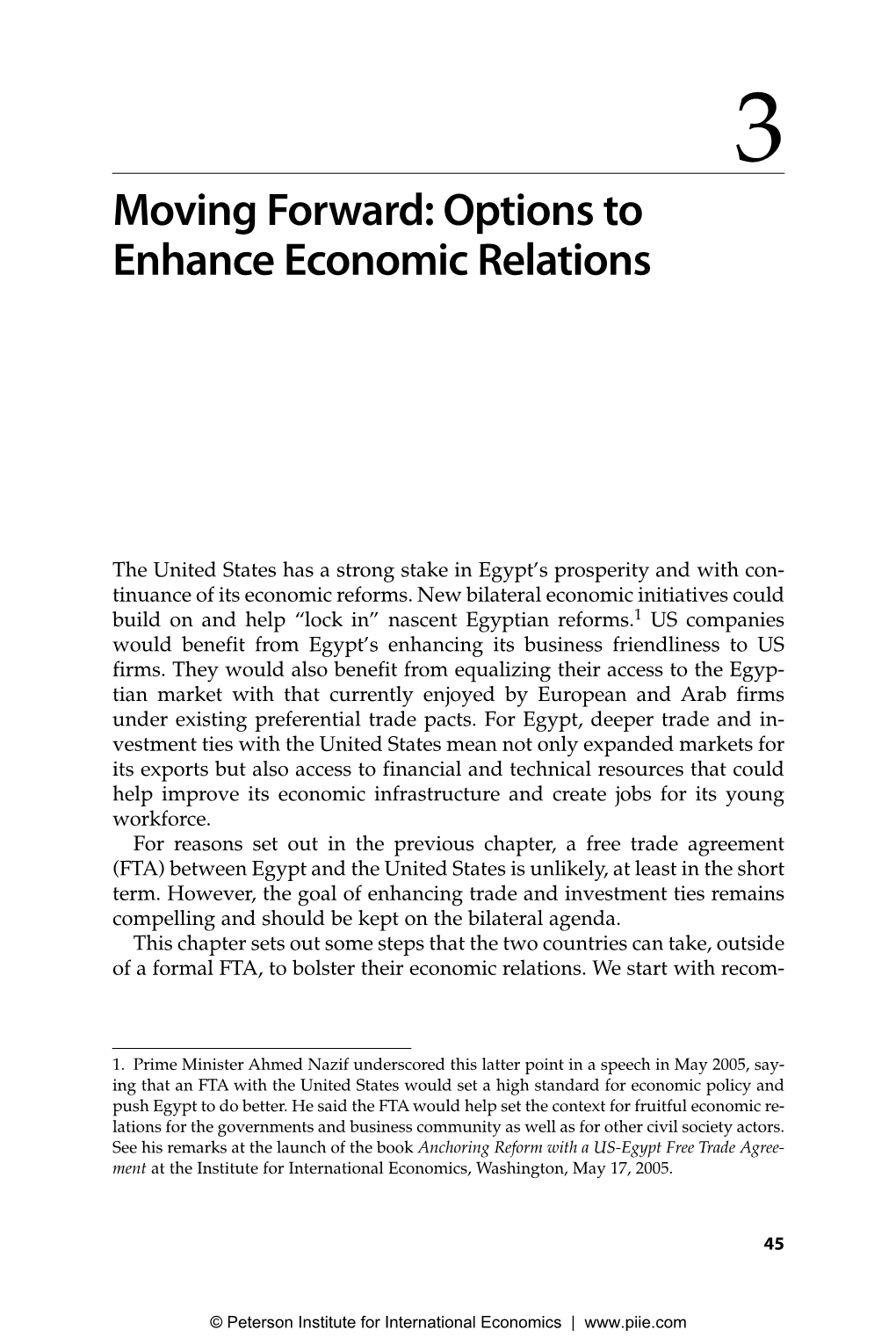 Options for Us-Egypt Economic Relations
