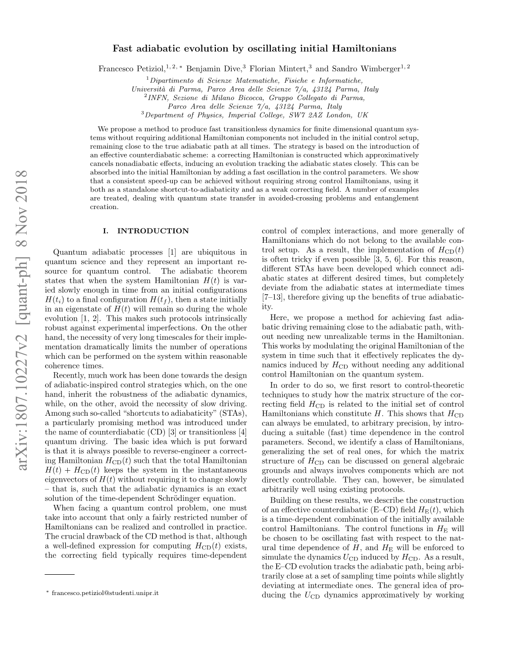 Arxiv:1807.10227V2 [Quant-Ph] 8 Nov 2018