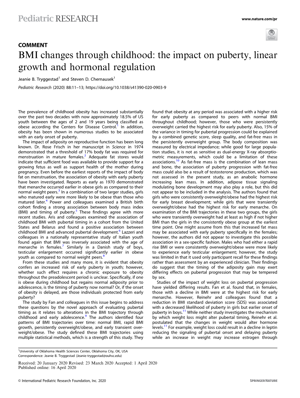 The Impact on Puberty, Linear Growth and Hormonal Regulation