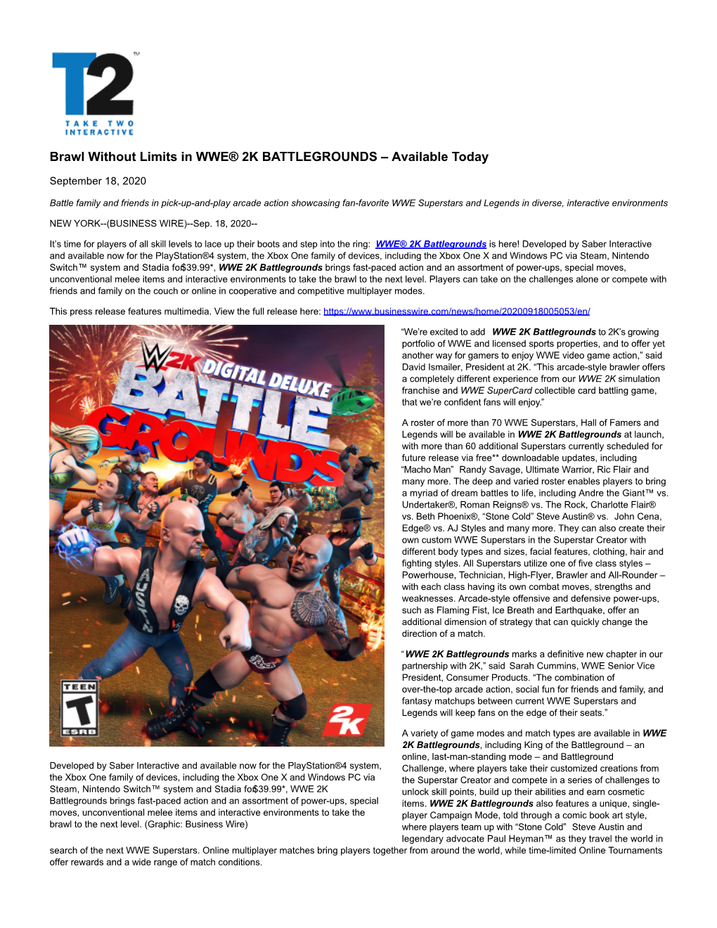 Brawl Without Limits in WWE® 2K BATTLEGROUNDS – Available Today