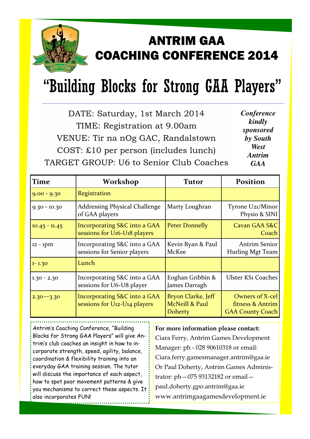 “Building Blocks for Strong GAA Players”