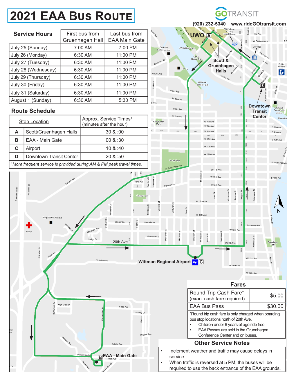 2021 EAA Bus Route