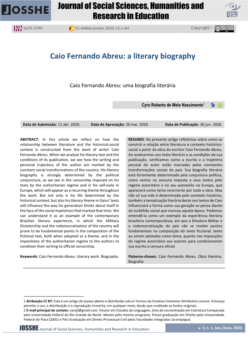 Caio Fernando Abreu: a Literary Biography