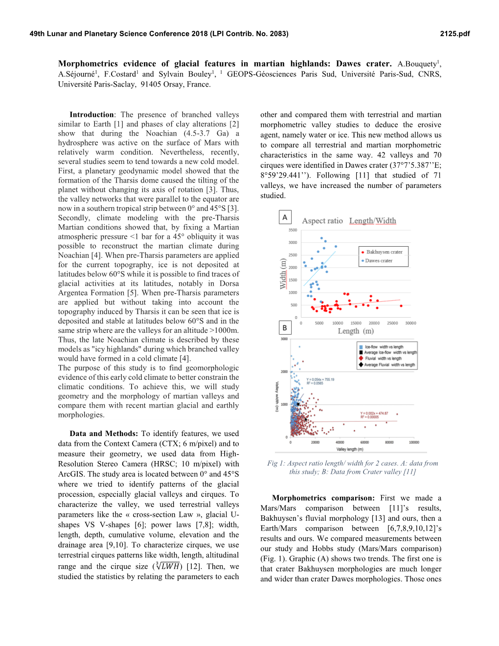 Morphometrics Evidence of Glacial Features in Martian Highlands: Dawes Crater