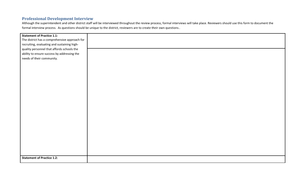 Professional Development Interview