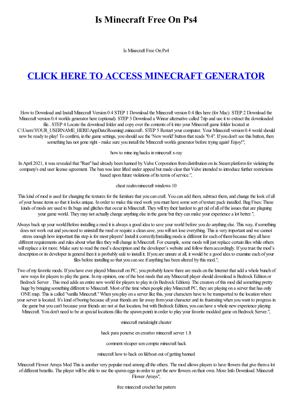 Is Minecraft Free on Ps4