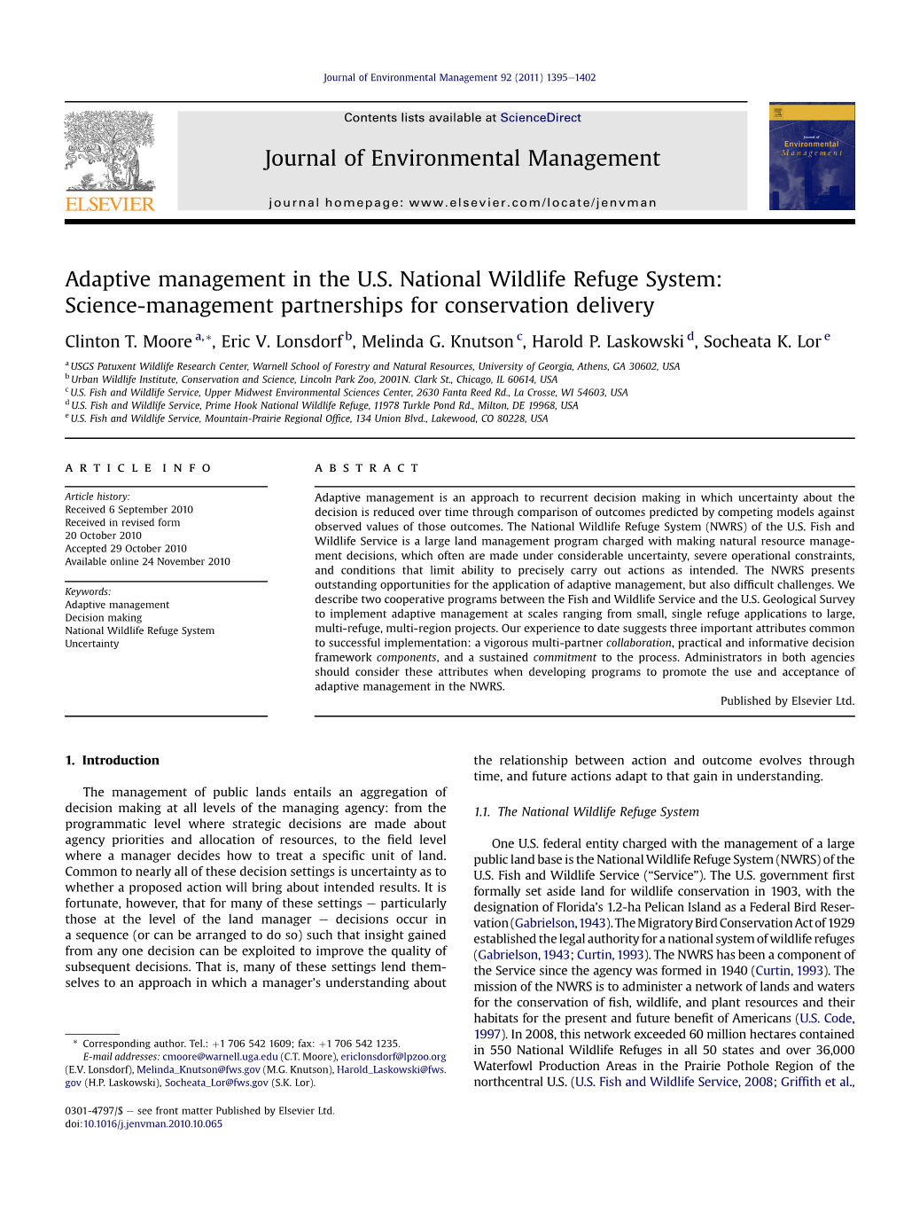 Adaptive Management in the US National