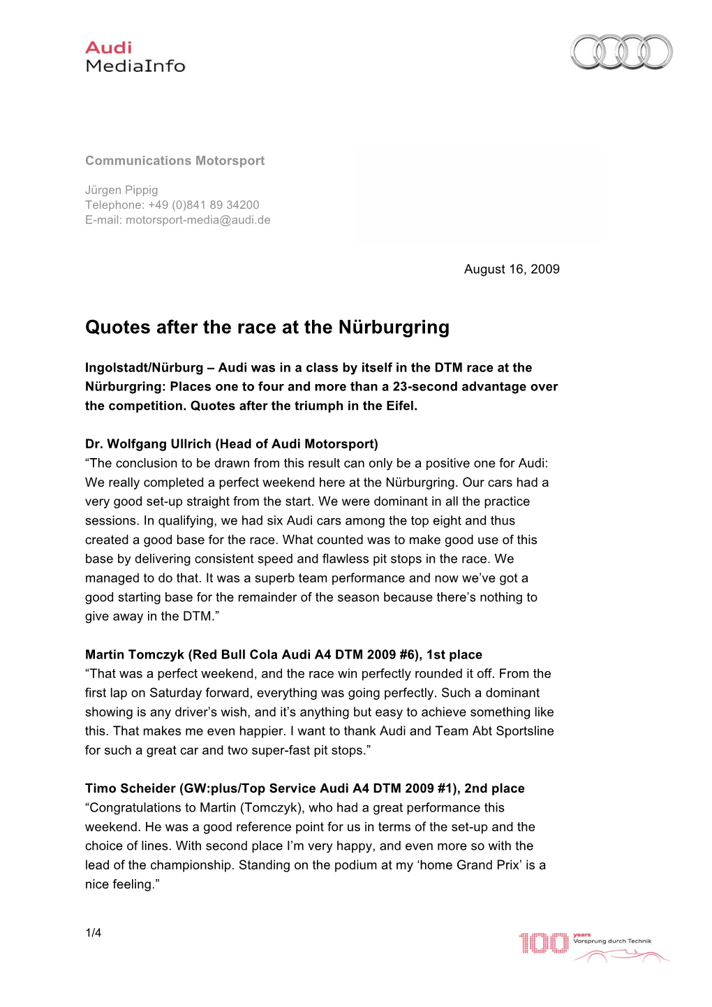 Quotes After the Race at the Nürburgring