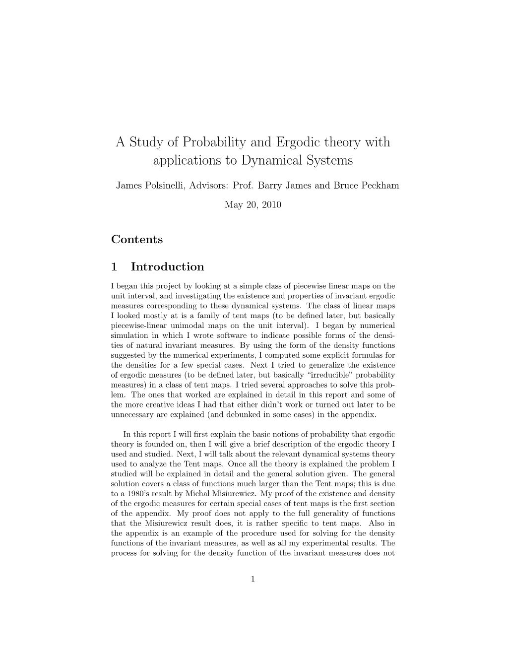 A Study of Probability and Ergodic Theory with Applications to Dynamical Systems