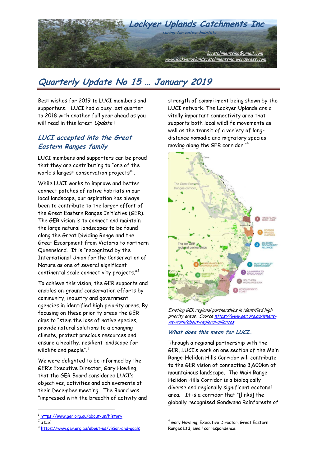 LUCI Quarterly Update No 15 January 2019