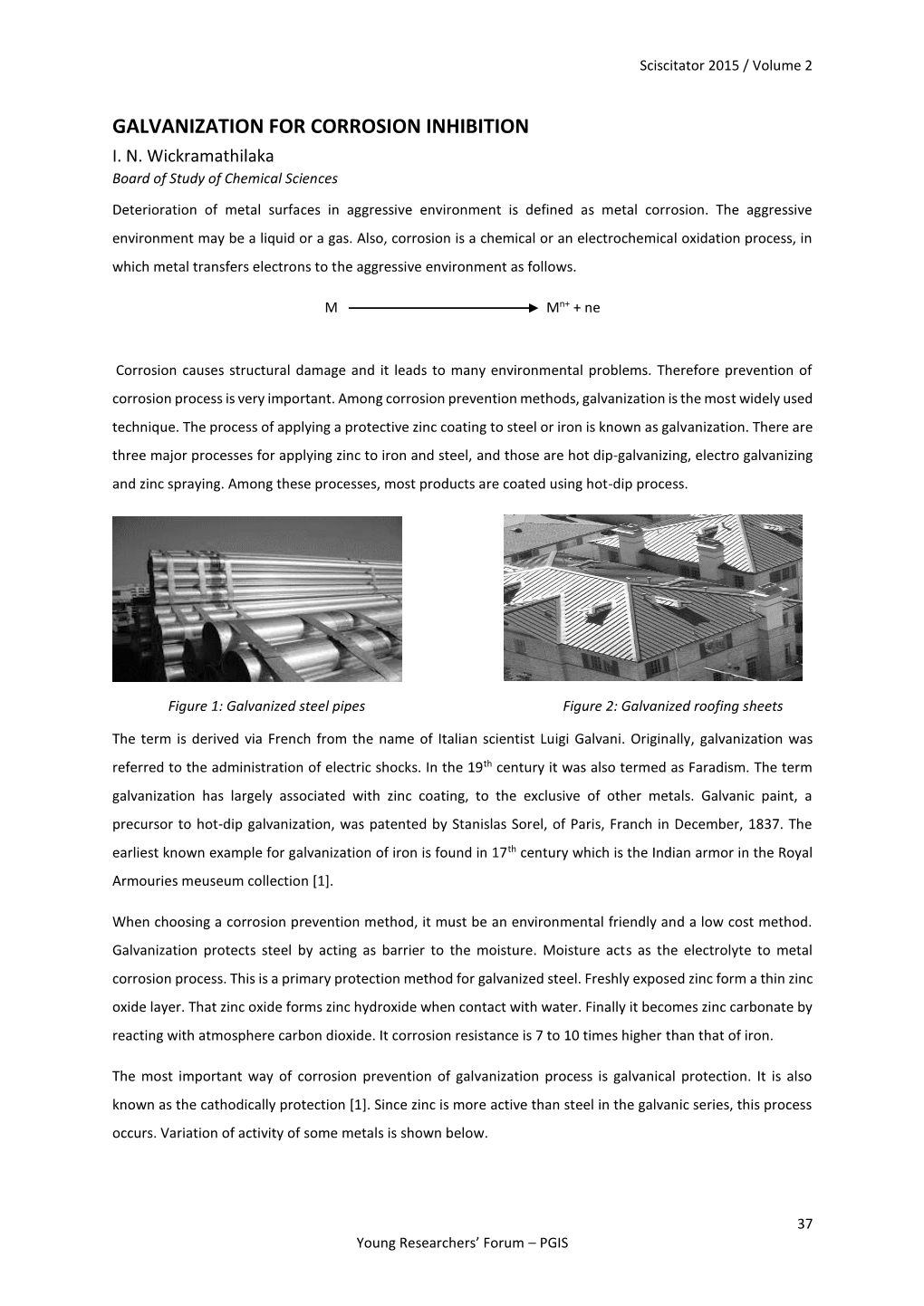 Galvanization for Corrosion Inhibition I