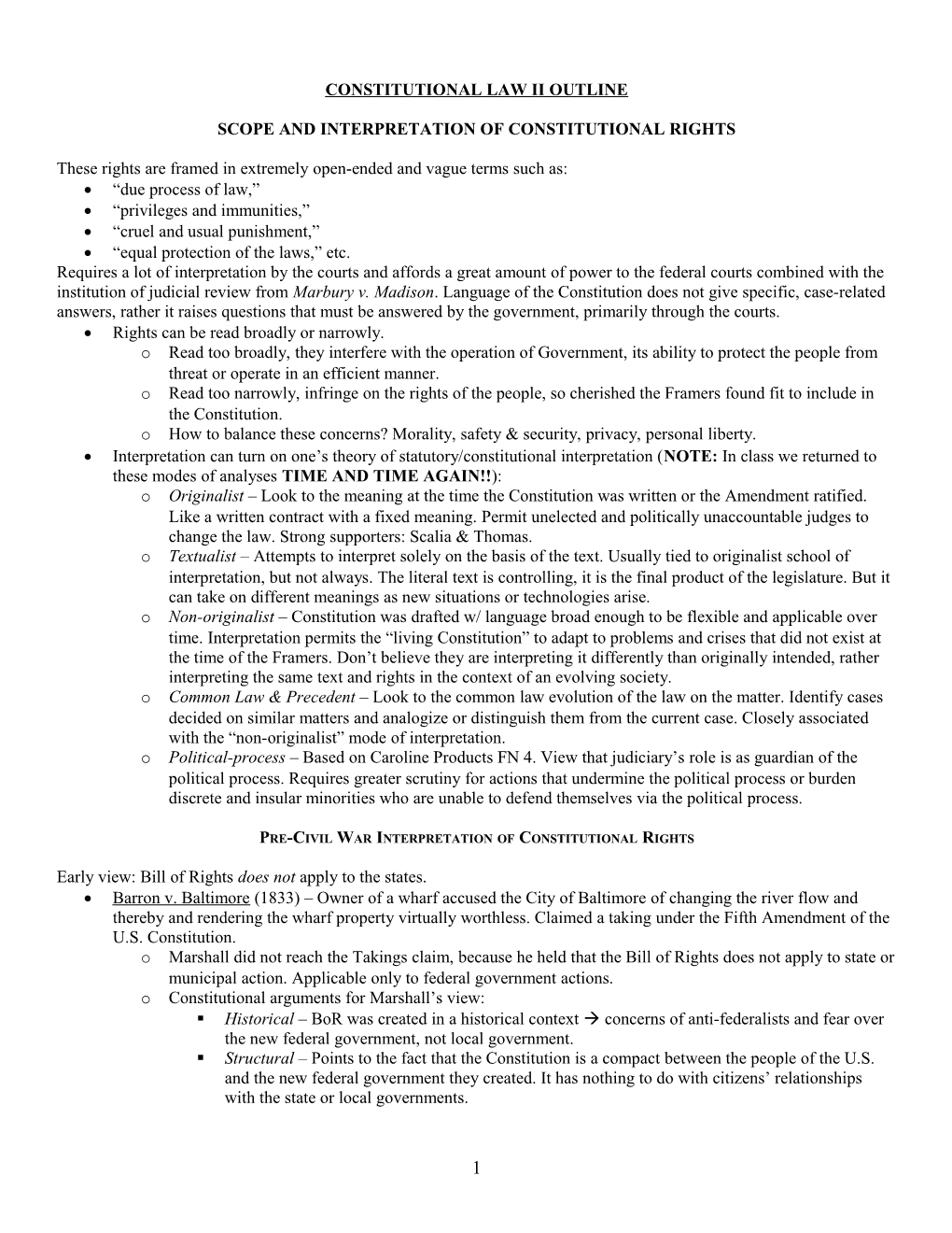 Constitutional Law II Outline