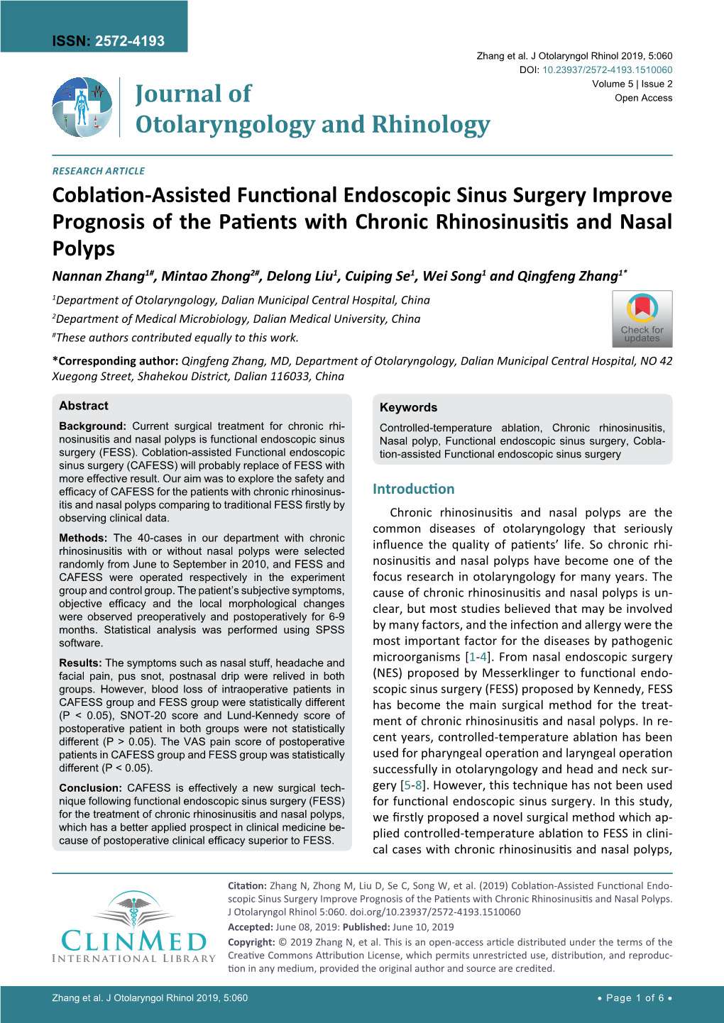 Coblation-Assisted Functional Endoscopic Sinus Surgery Improve