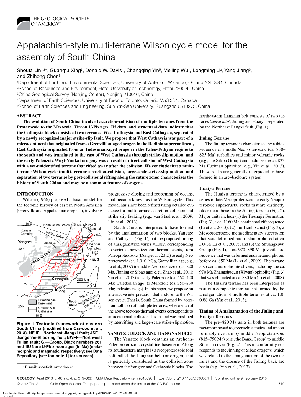 Appalachian-Style Multi-Terrane Wilson Cycle Model for the Assembly of South China