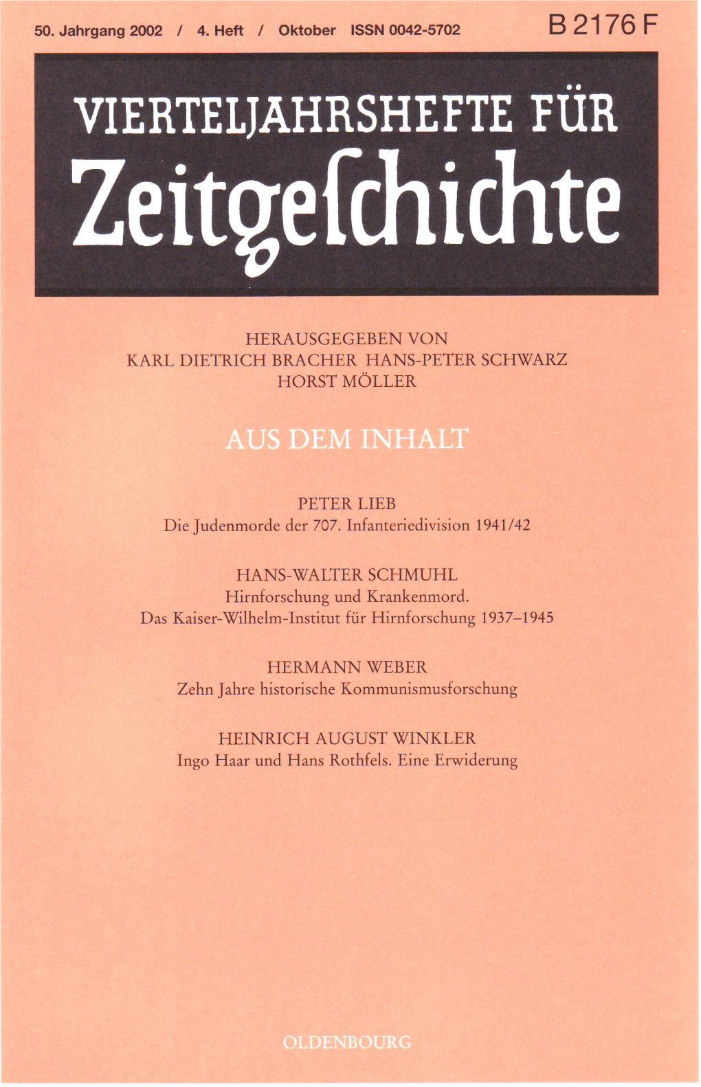 Vierteljahrshefte Für Zeitgeschichte Jahrgang 50(2002) Heft 4