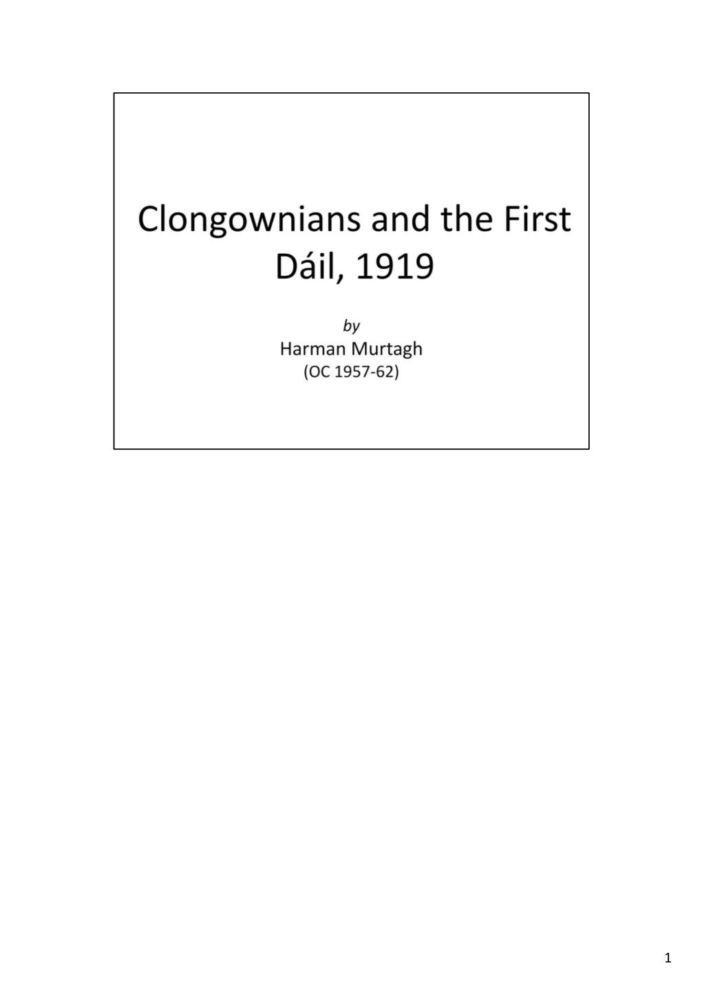 Clongownians and the First Dail