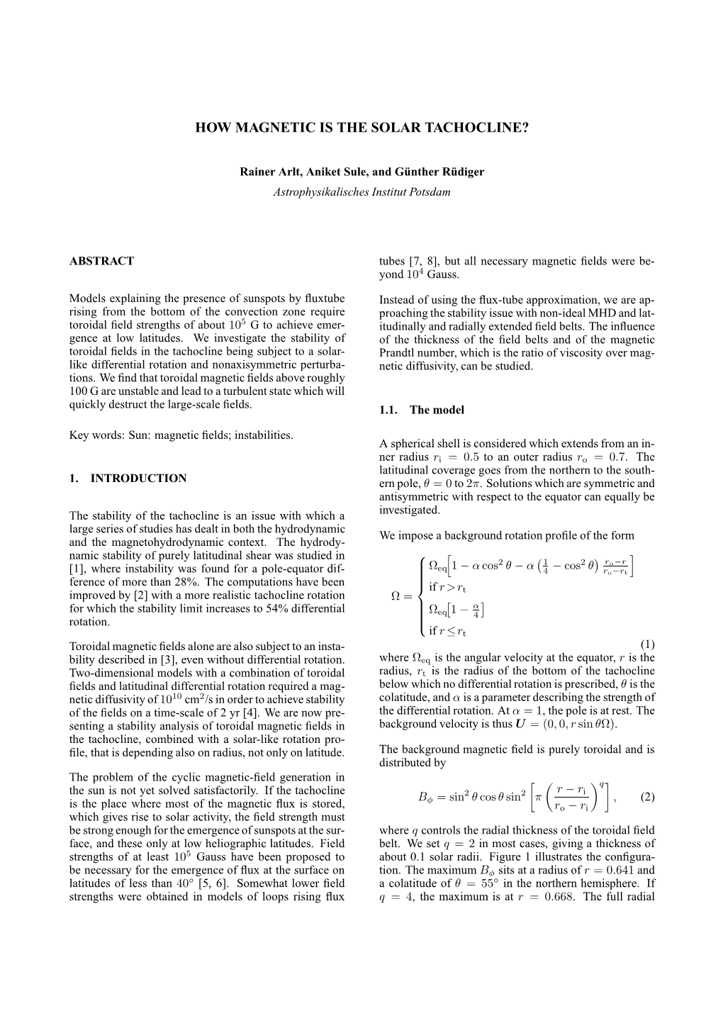 How Magnetic Is the Solar Tachocline?