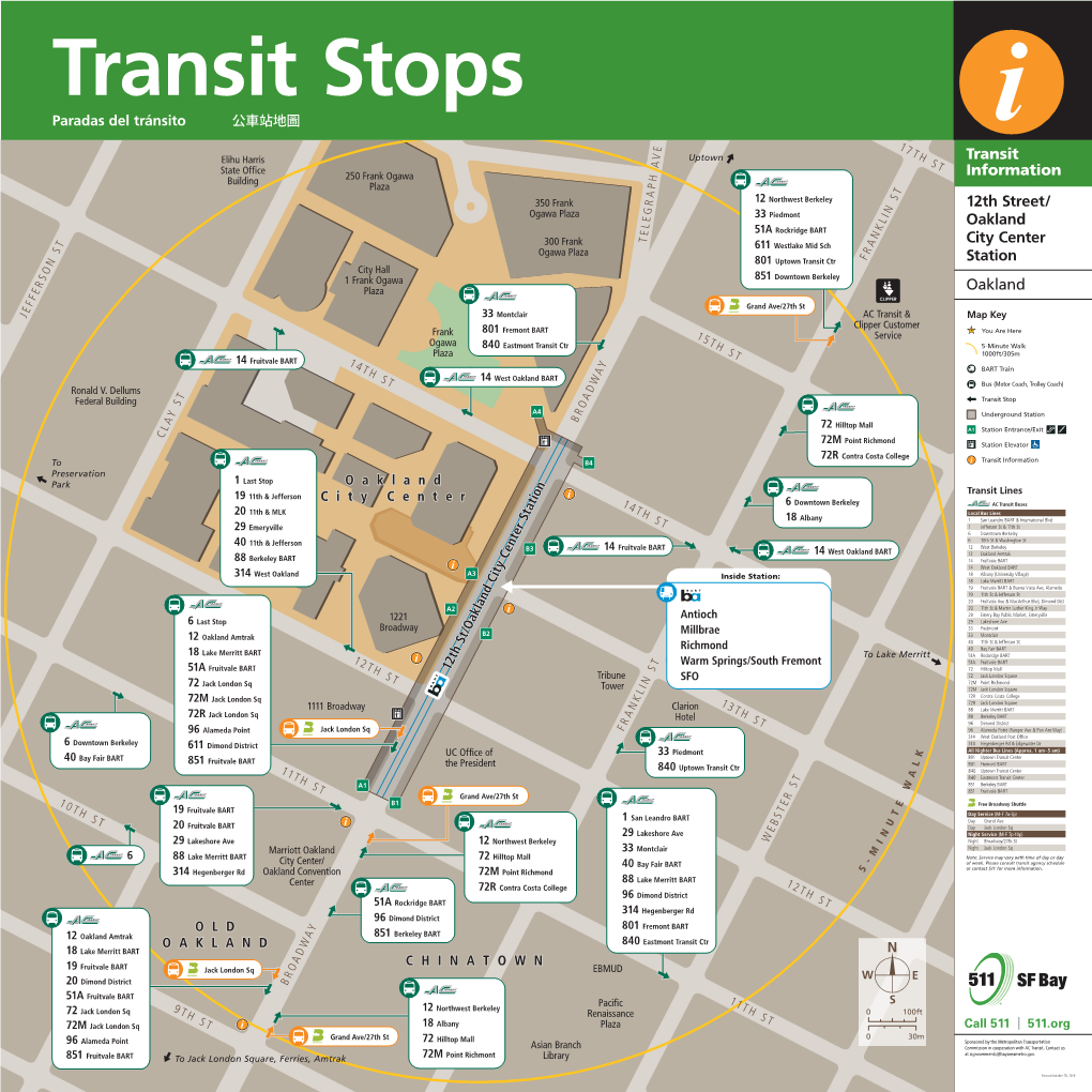 12Th St. Oakland City Center Transit Stops Map (PDF)