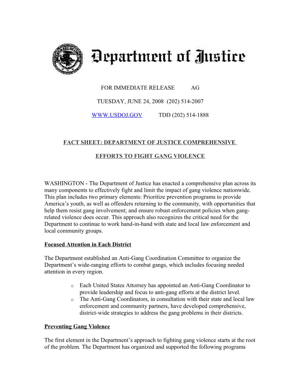 Fact Sheet: Department of Justice Comprehensive s1