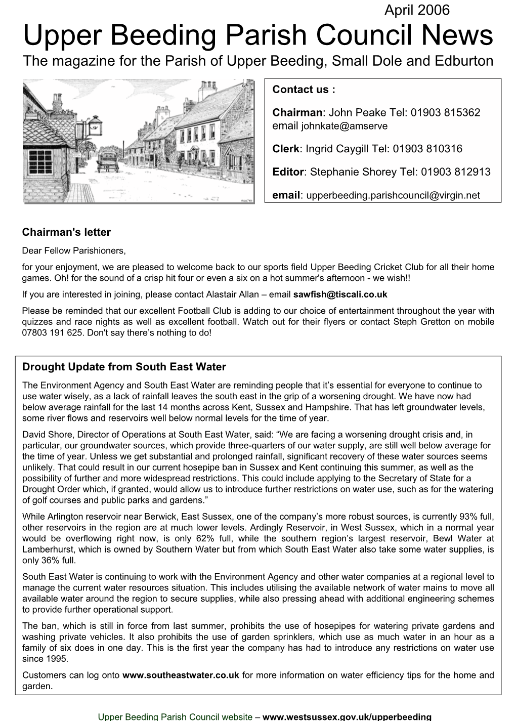 Upper Beeding Parish Council News the Magazine for the Parish of Upper Beeding, Small Dole and Edburton