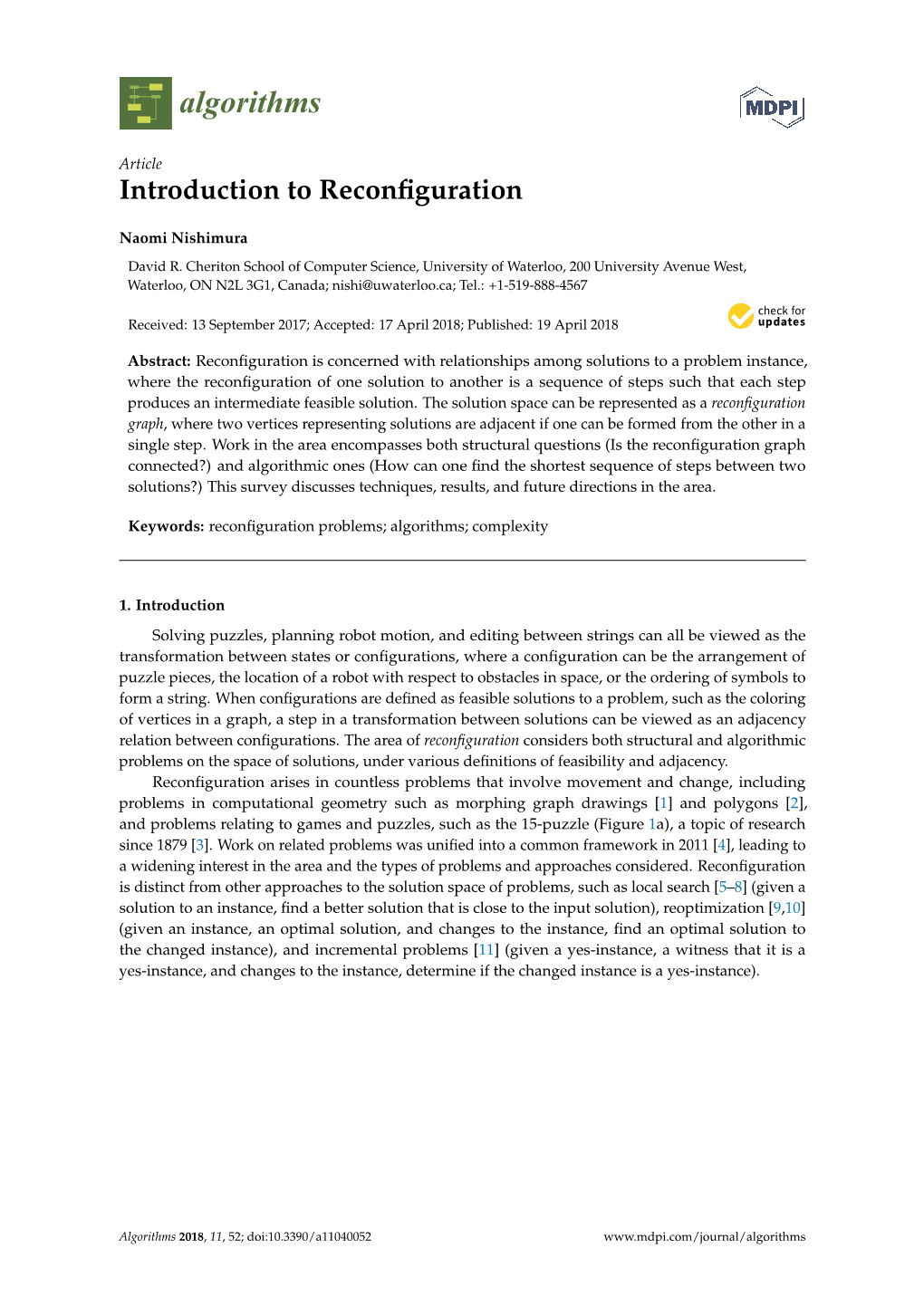 Introduction to Reconfiguration