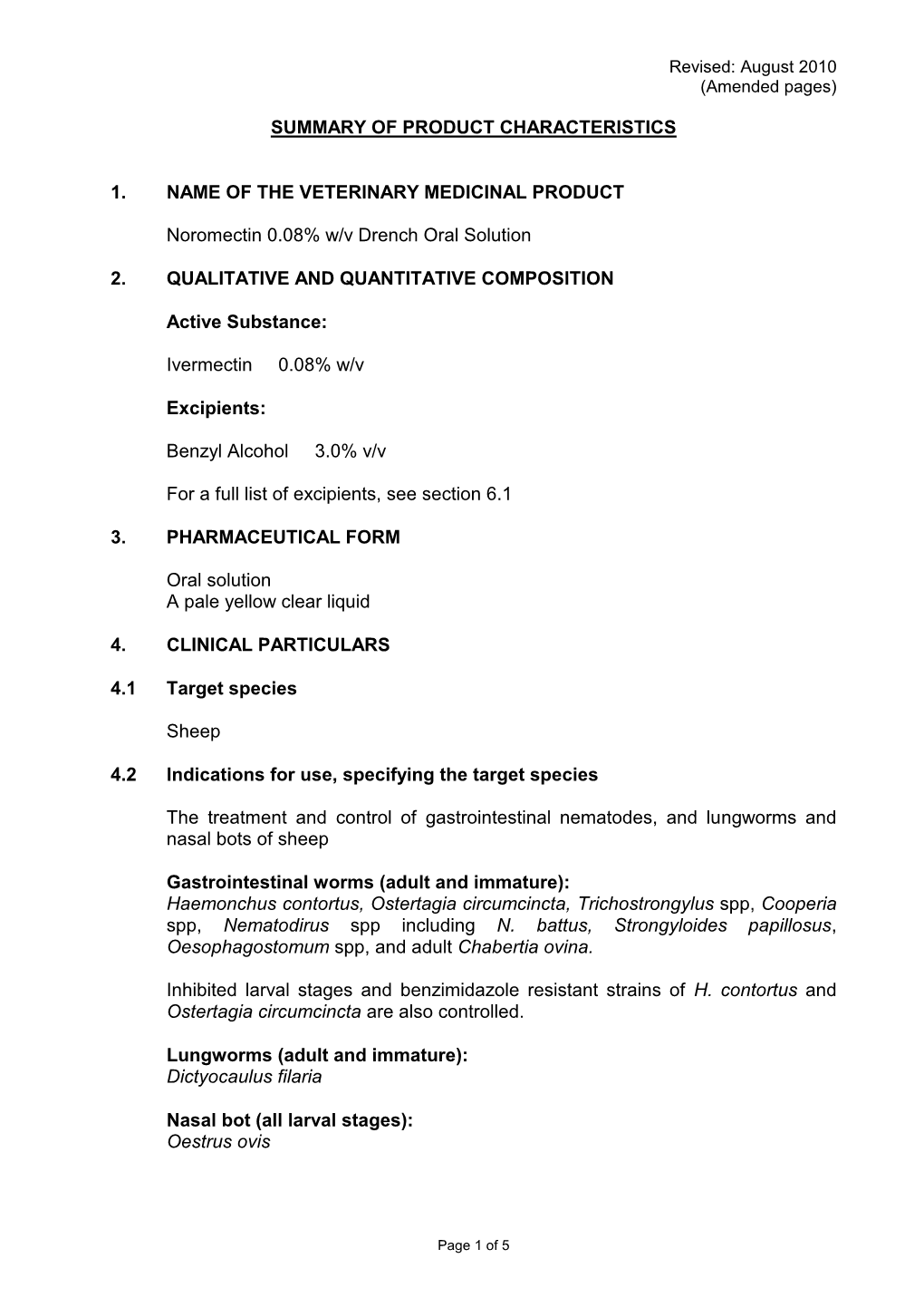 Noromectin Sheep Data Sheet