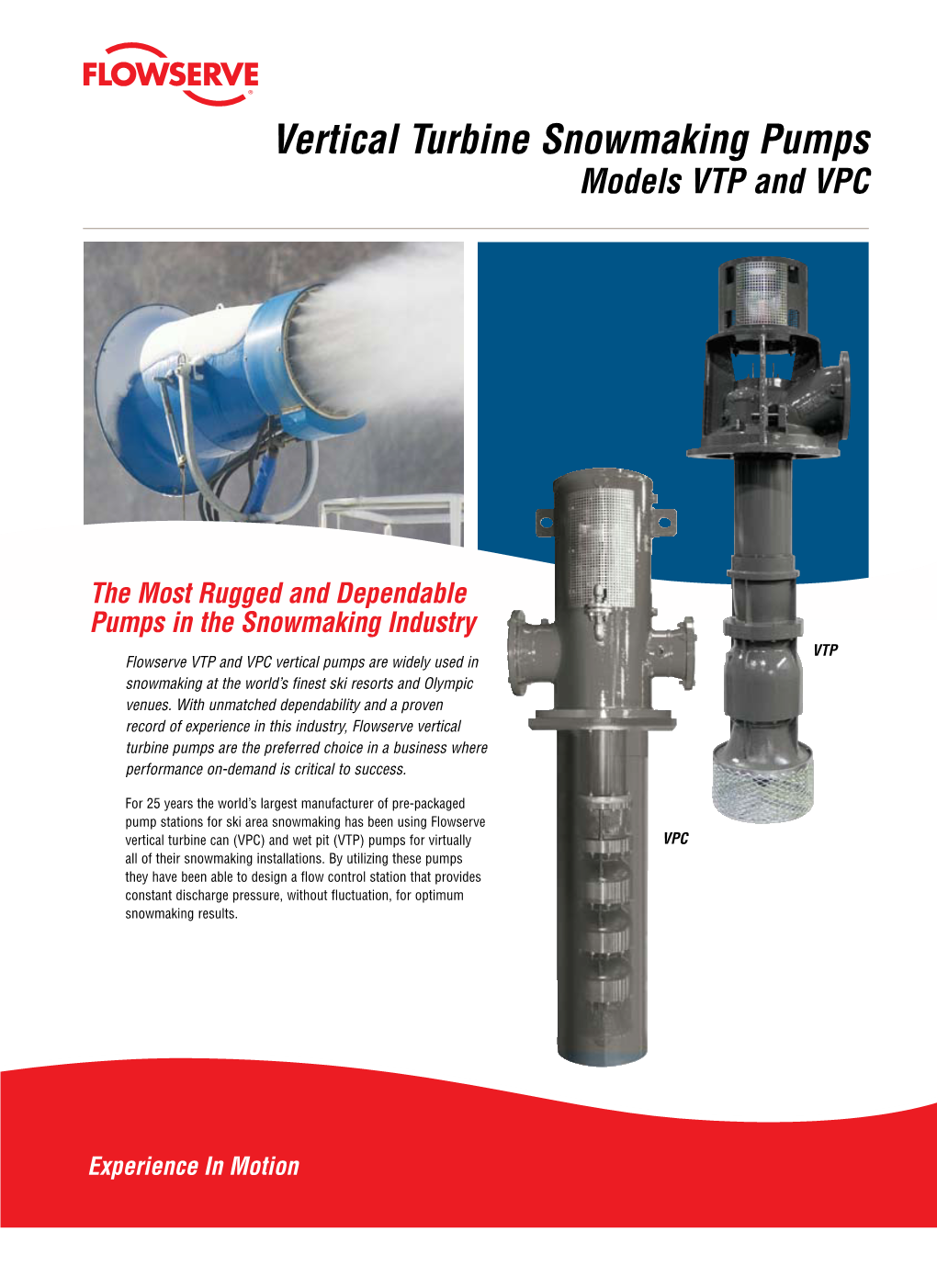 Vertical Turbine Snowmaking Pumps Models VTP and VPC