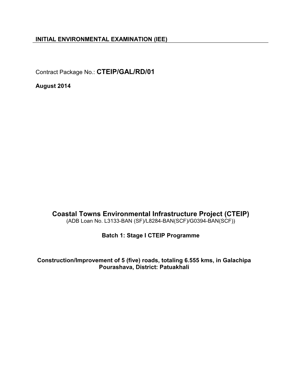 Coastal Towns Environmental Infrastructure Project (CTEIP) (ADB Loan No