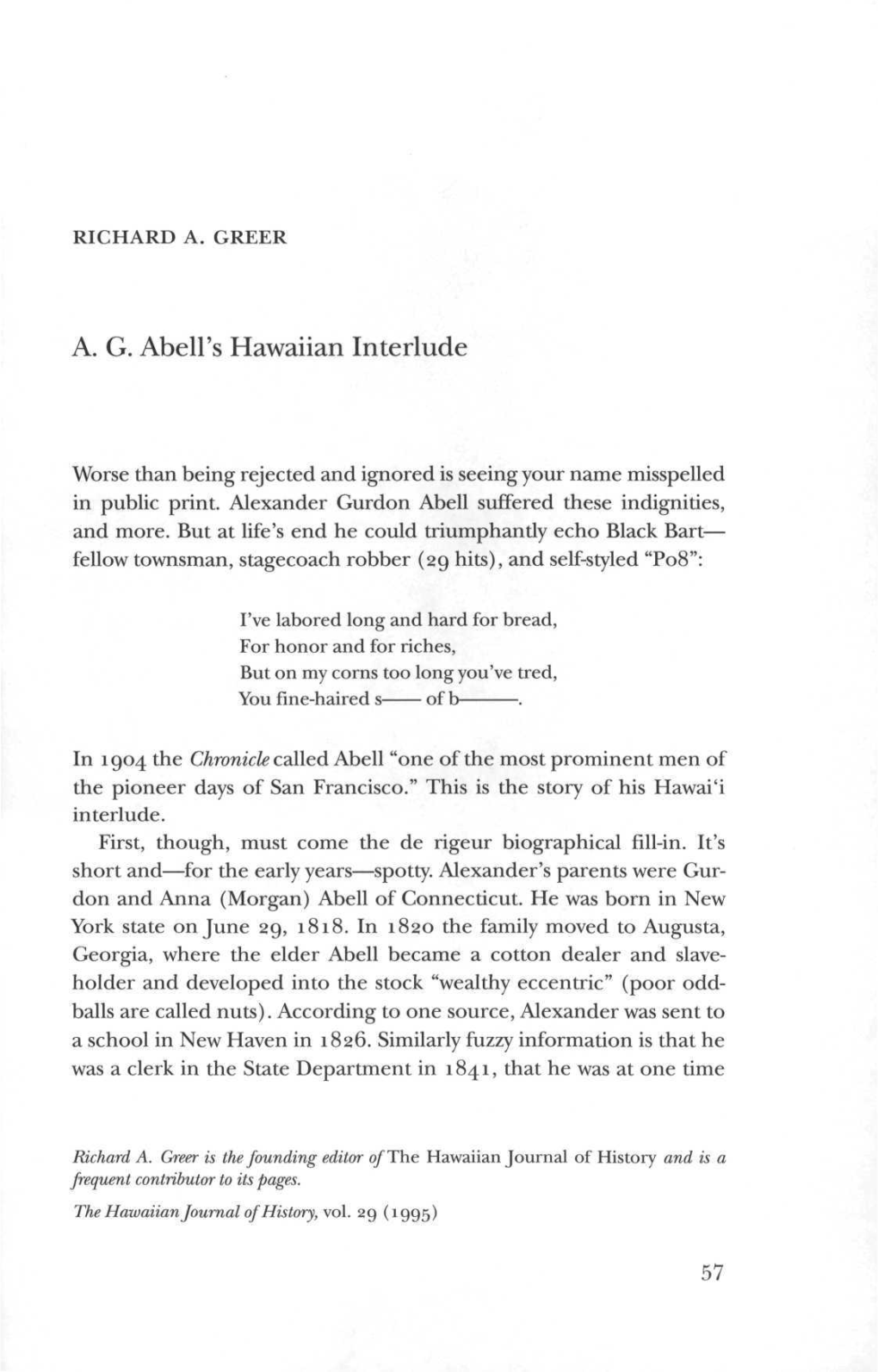 A. G. Abell's Hawaiian Interlude