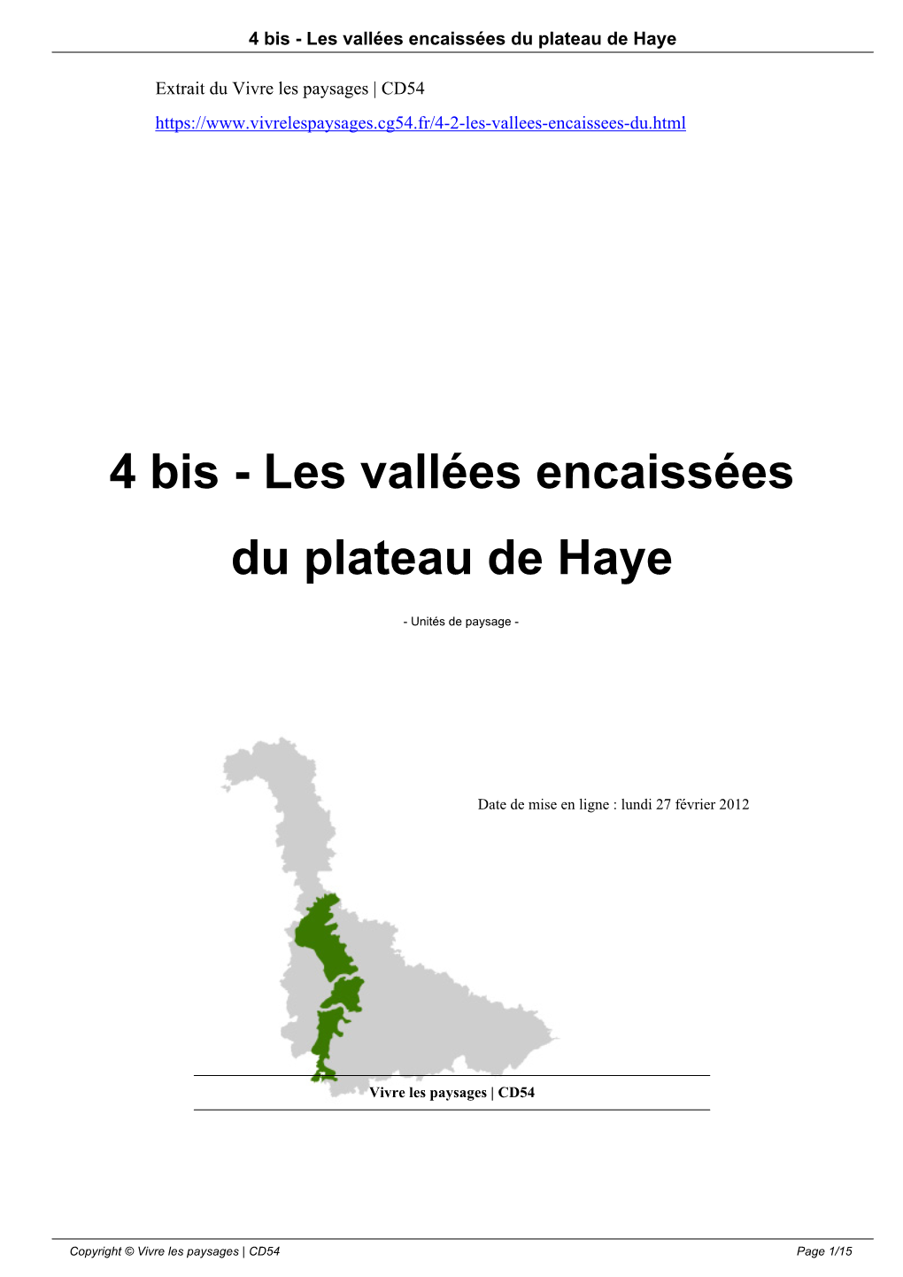 4 Bis - Les Vallées Encaissées Du Plateau De Haye