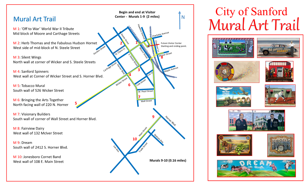 Mural Art Trail Center - Murals 1-9 (2 Miles) N