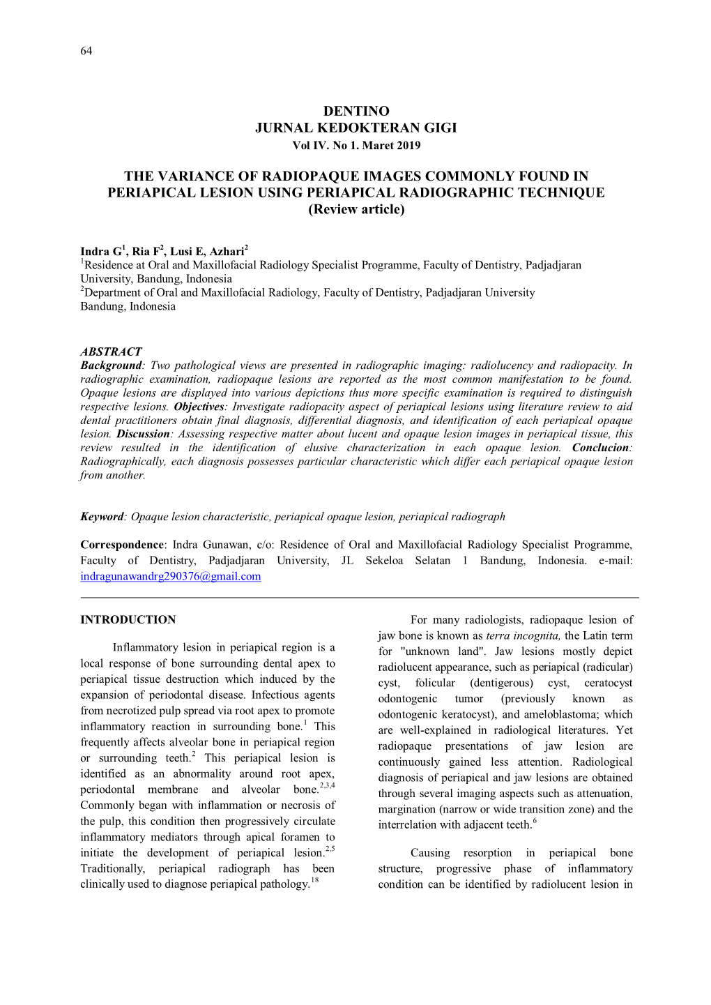 DENTINO JURNAL KEDOKTERAN GIGI Vol IV
