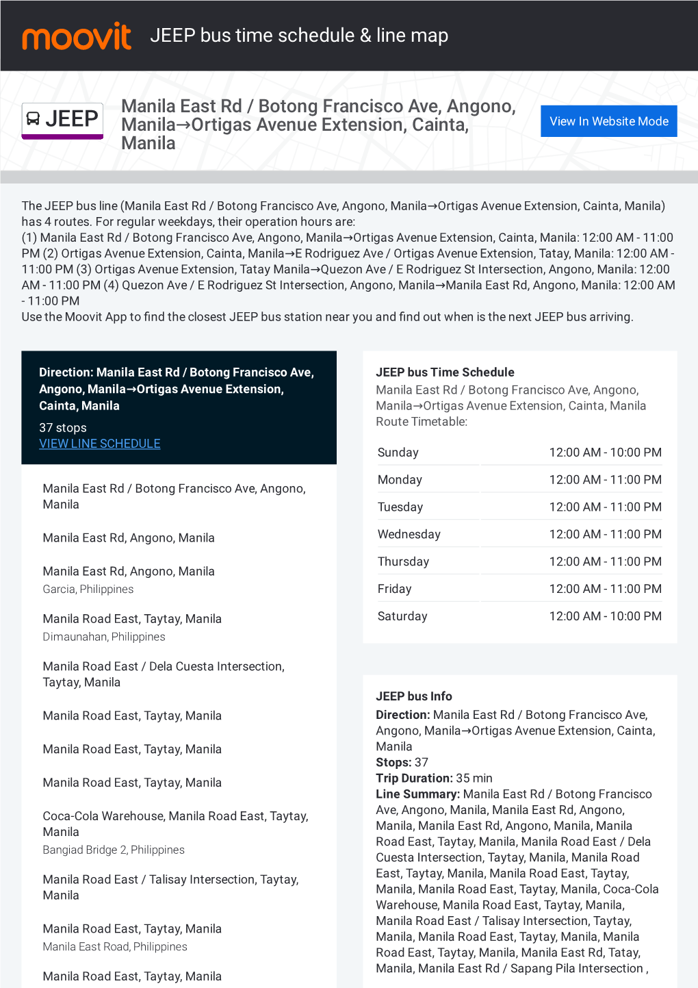 JEEP Bus Time Schedule & Line Route