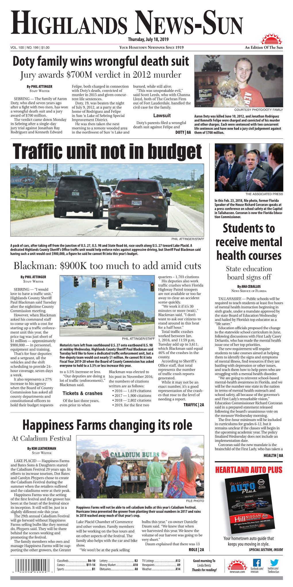 HIGHLANDS NEWS-SUN Thursday, July 18, 2019