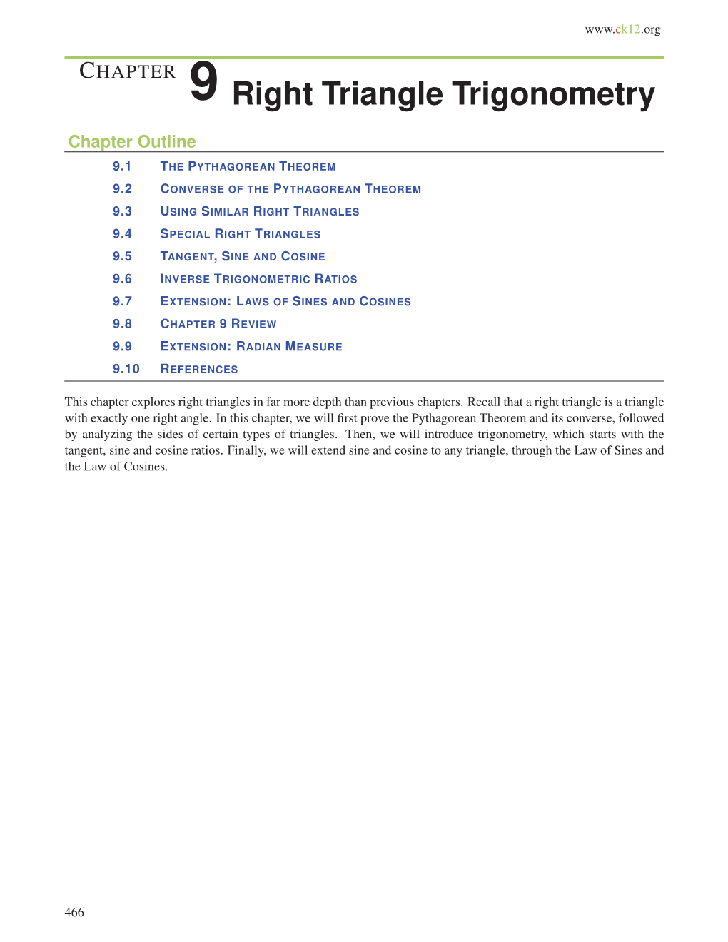 CHAPTER 9 Right Triangle Trigonometry