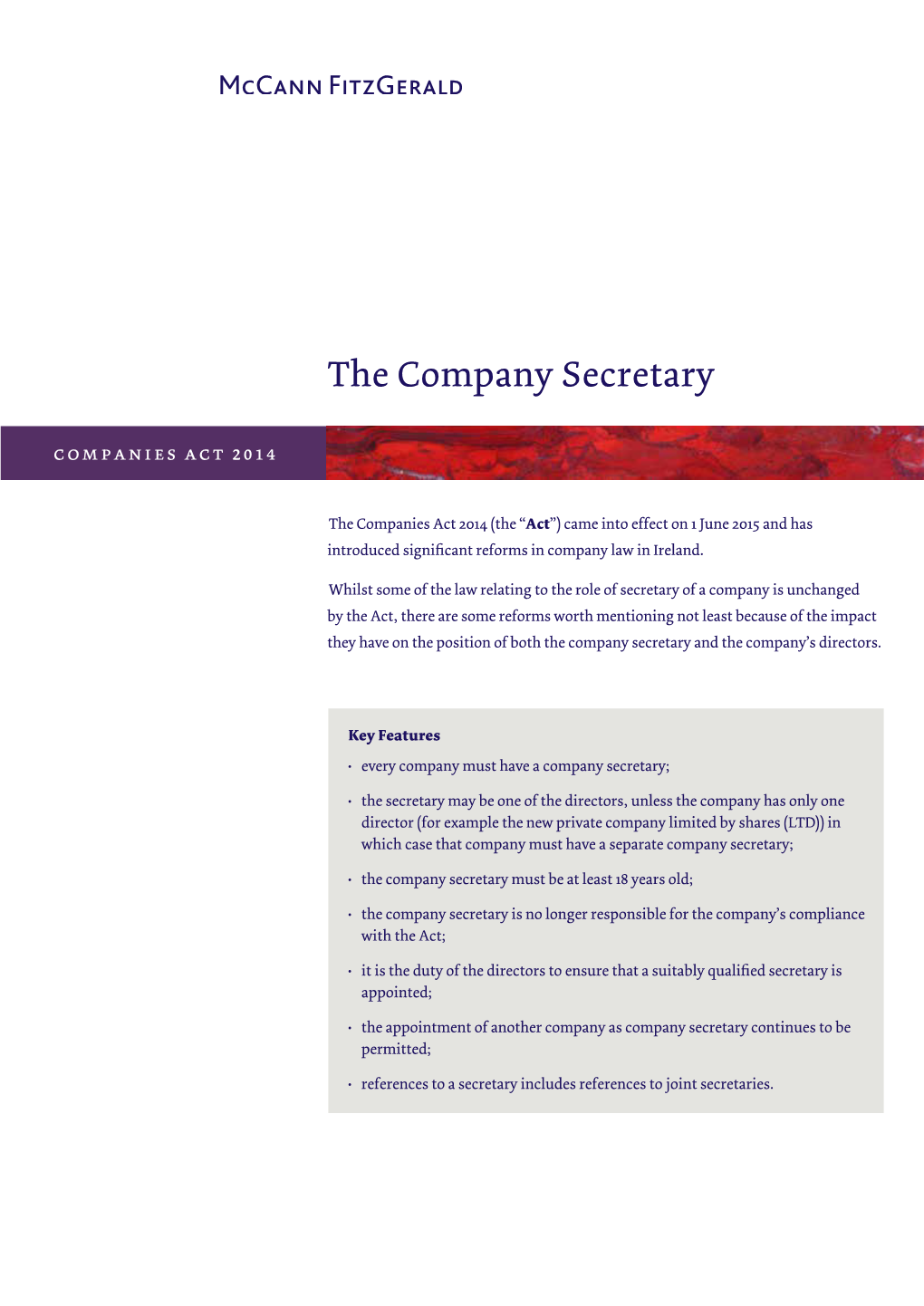 The Company Secretary Companiescompanies Billact 2014 2012