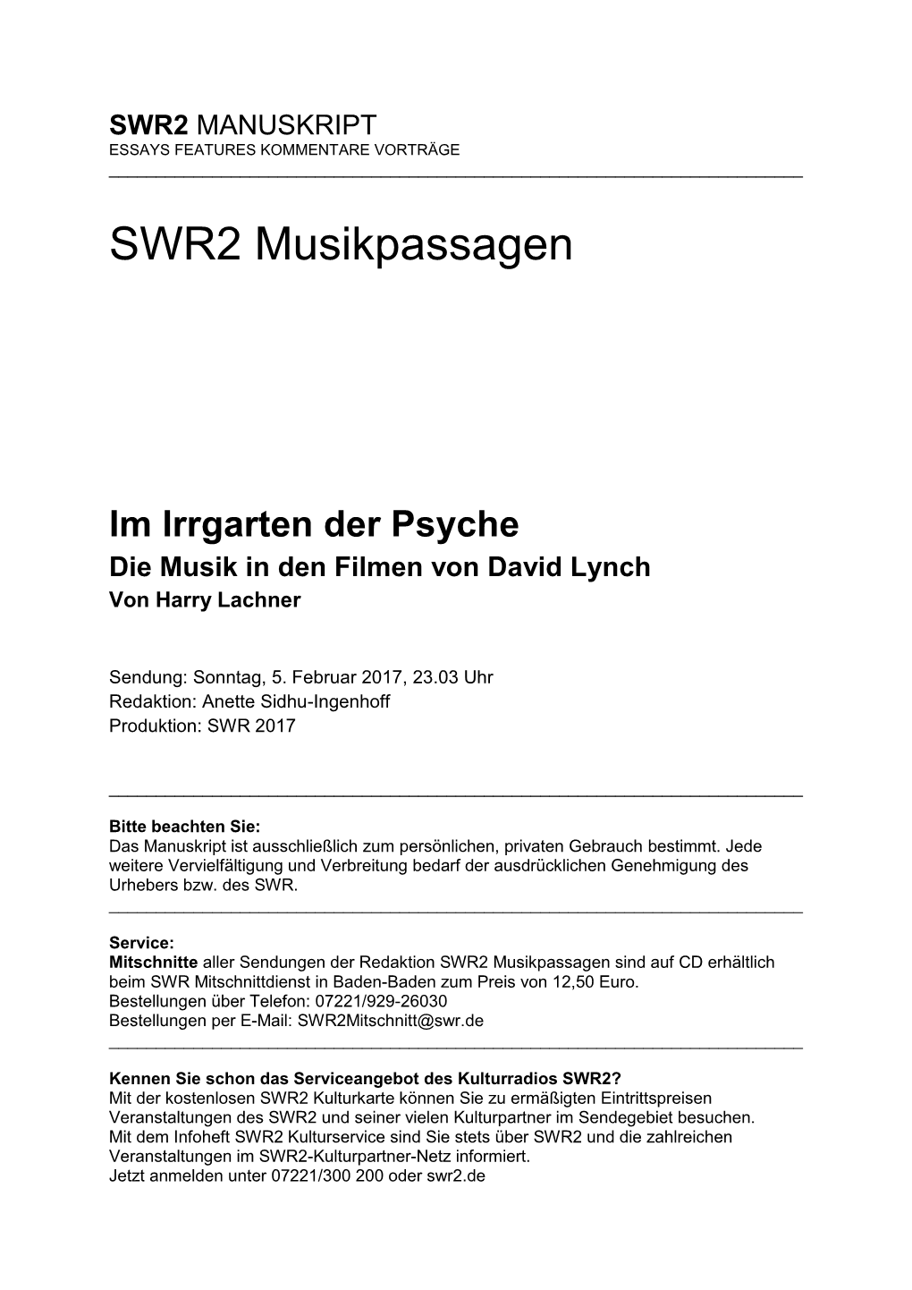 SWR2 Musikpassagen