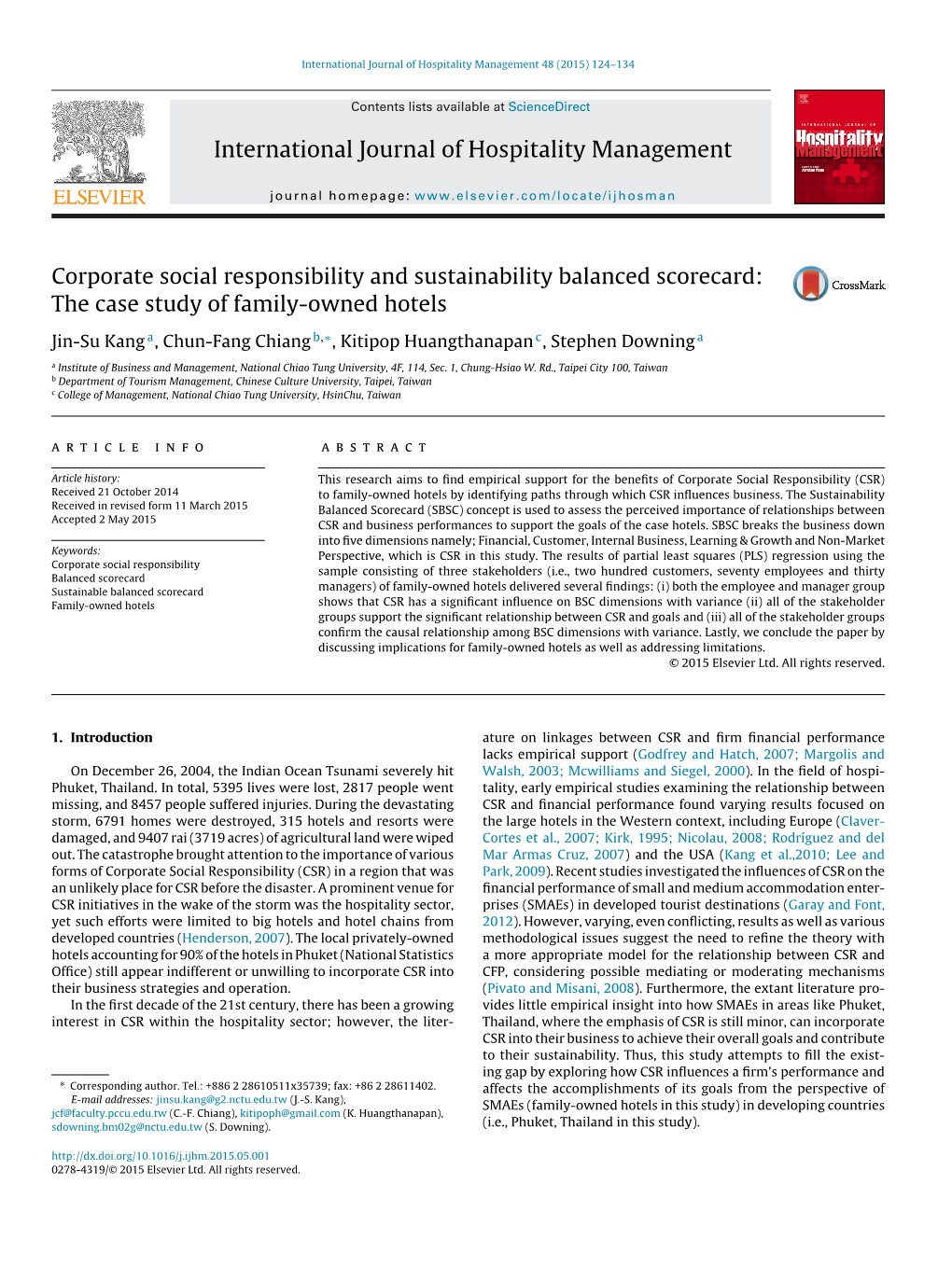 Corporate Social Responsibility and Sustainability Balanced Scorecard: the Case Study of Family-Owned Hotels