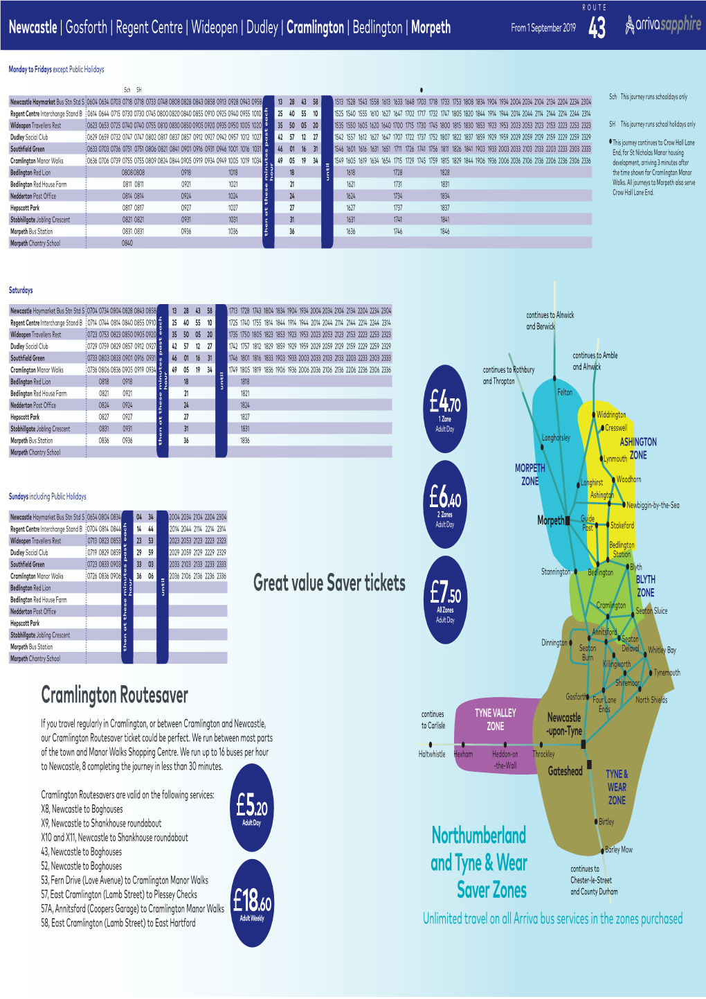 Cramlington Routesaver Great Value Saver Tickets Northumberland And