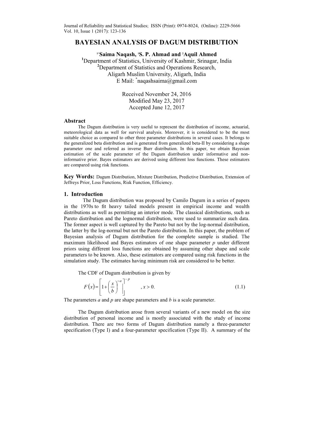 Bayesian Analysis of Dagum Distribution