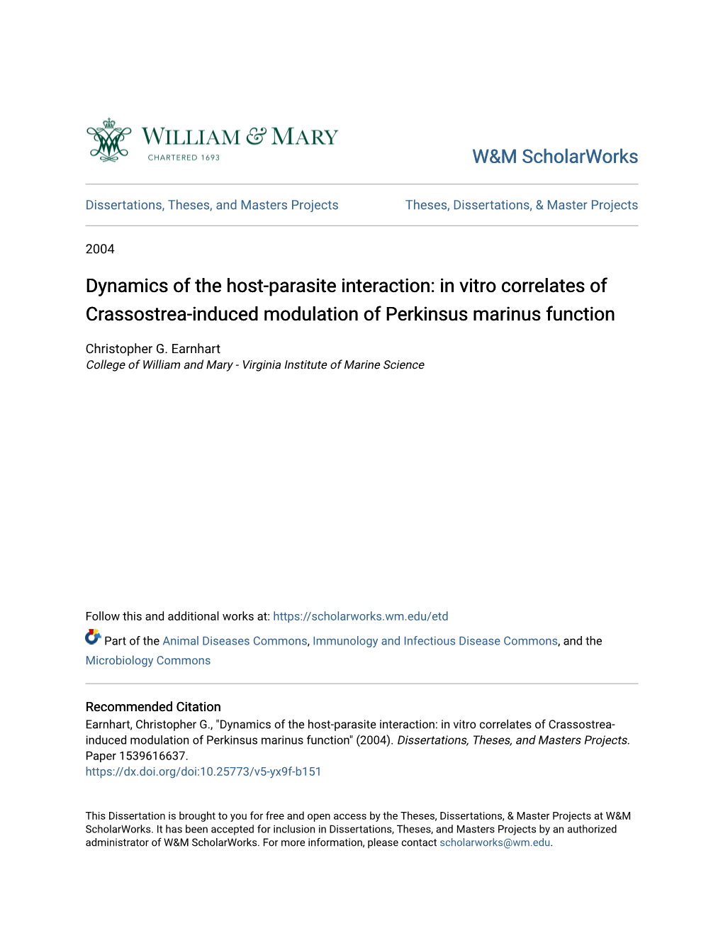 Dynamics of the Host-Parasite Interaction: in Vitro Correlates of Crassostrea-Induced Modulation of Perkinsus Marinus Function