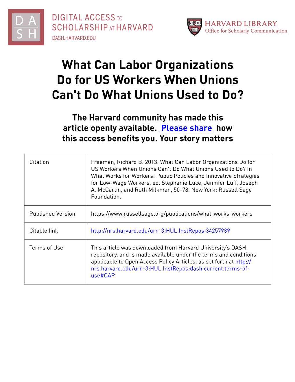 FINAL-MS What Can Labor Orgs Do for US Workers When They Cant Do