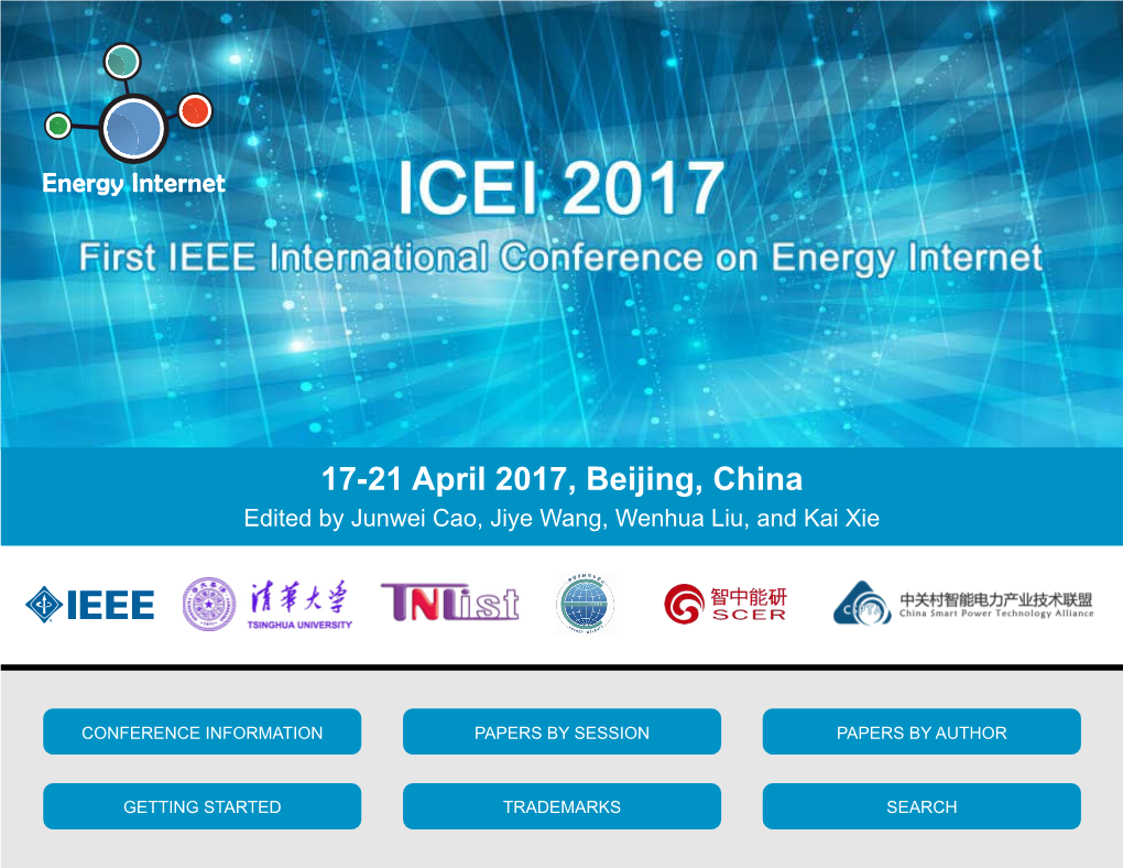 17-21 April 2017, Beijing, China Edited by Junwei Cao, Jiye Wang, Wenhua Liu, and Kai Xie