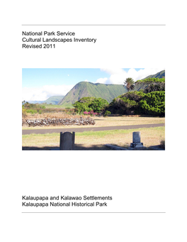 Kalaupapa and Kalawao Settlements Kalaupapa National Historical Park
